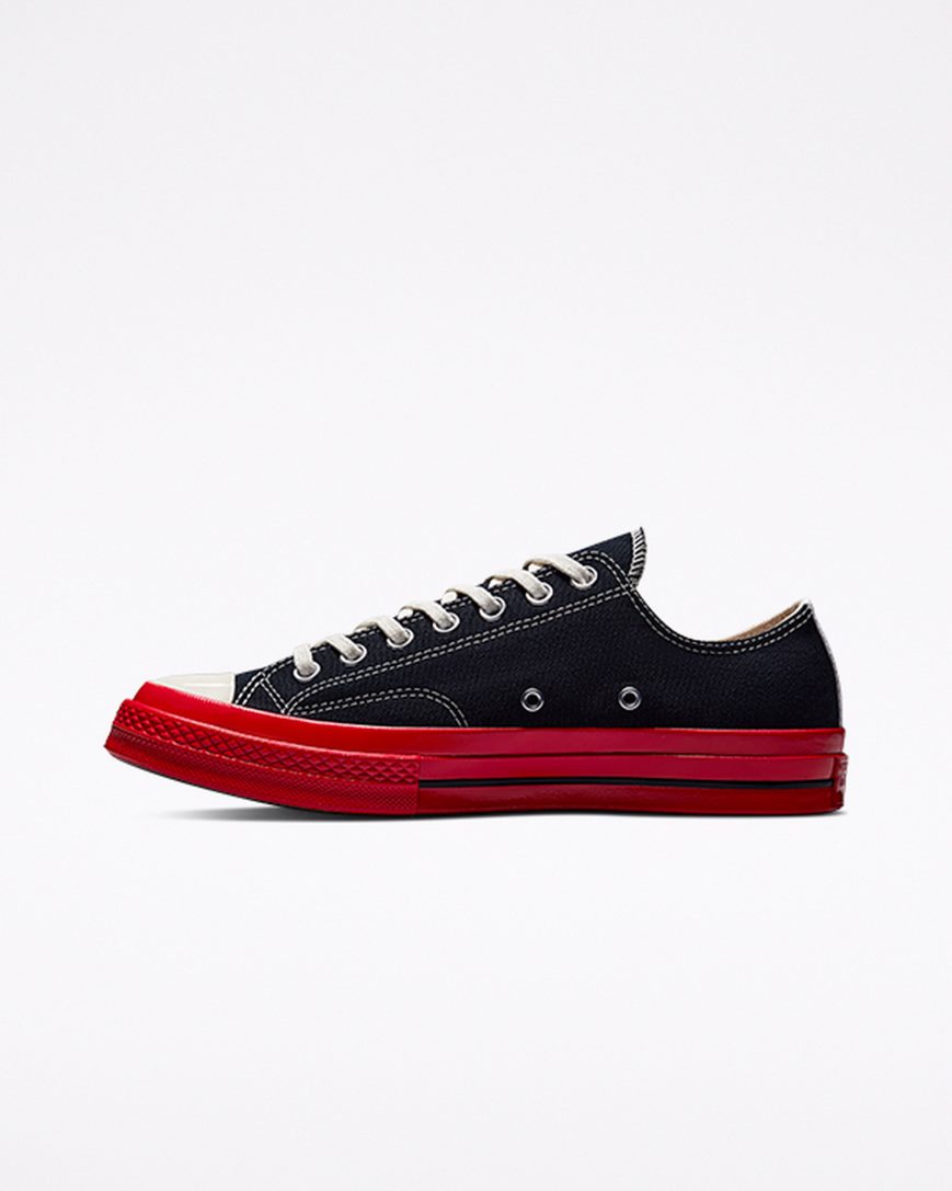 Tenis Converse x Comme des Garçons PLAY Chuck 70 Cano Baixo Masculino Pretas Vermelhas | PT E09P085